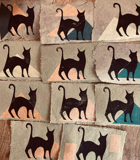 "Black Magic Cat" Chine-collé Print